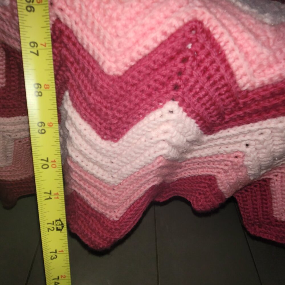 Handmade Crochet Afghan Throw Lap Blanket Zig Zag Ripple Pattern Chevron - Picture 6 of 11
